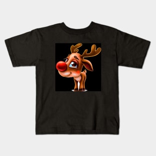 AI Art Cute Male Reindeer Abstract Expressionism Effect Kids T-Shirt